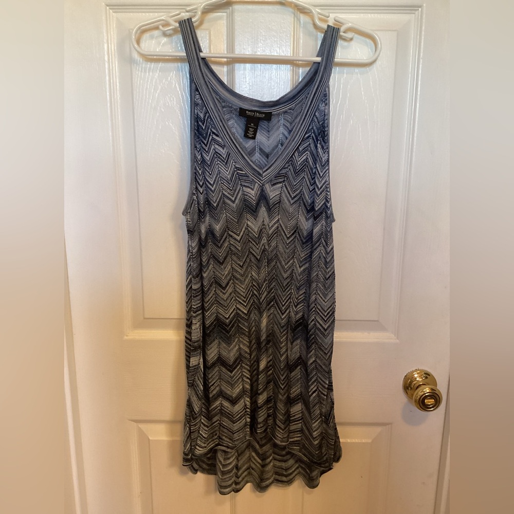 White House Black Market Blue Chevron Midi Tank Dress. NWOT